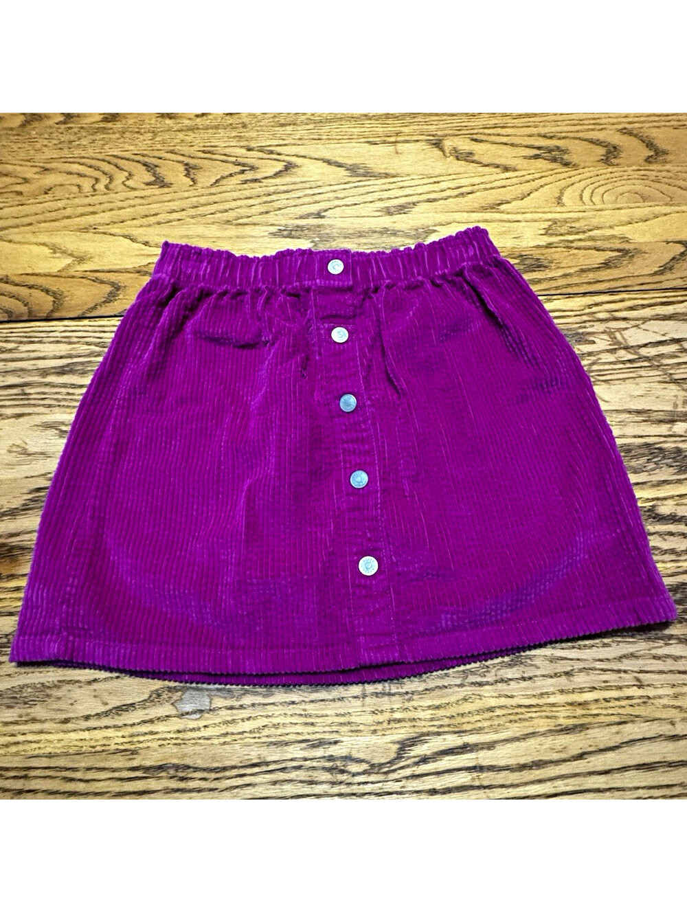 Falls Creek Corduroy Skirt L 10/12 Magenta Button Front A-Line Mini Y2K